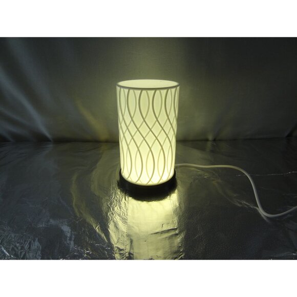Decorative USB-Powered LED Table Lamp With Modern Geometric Patterned Shade & So - Picture 5 of 8